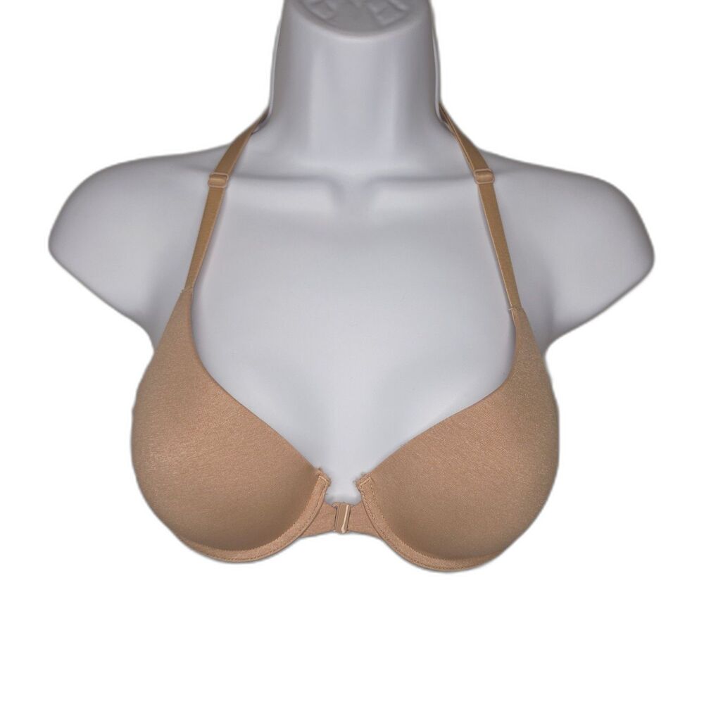 Victoria's Secret Front-Close Racerback Semi Demi Bra - Size 32B (Nude Shimmer)